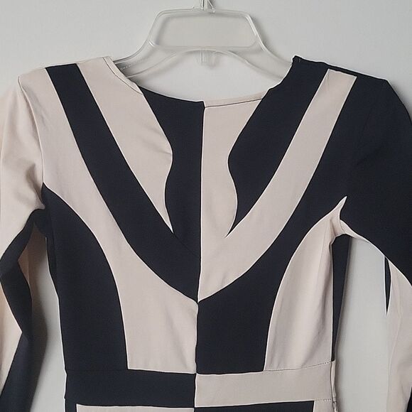 Motel Rocks XS Bodycon Mini Dress ColorBlock Sexy Club Black Abstract Feminine - Picture 3 of 11